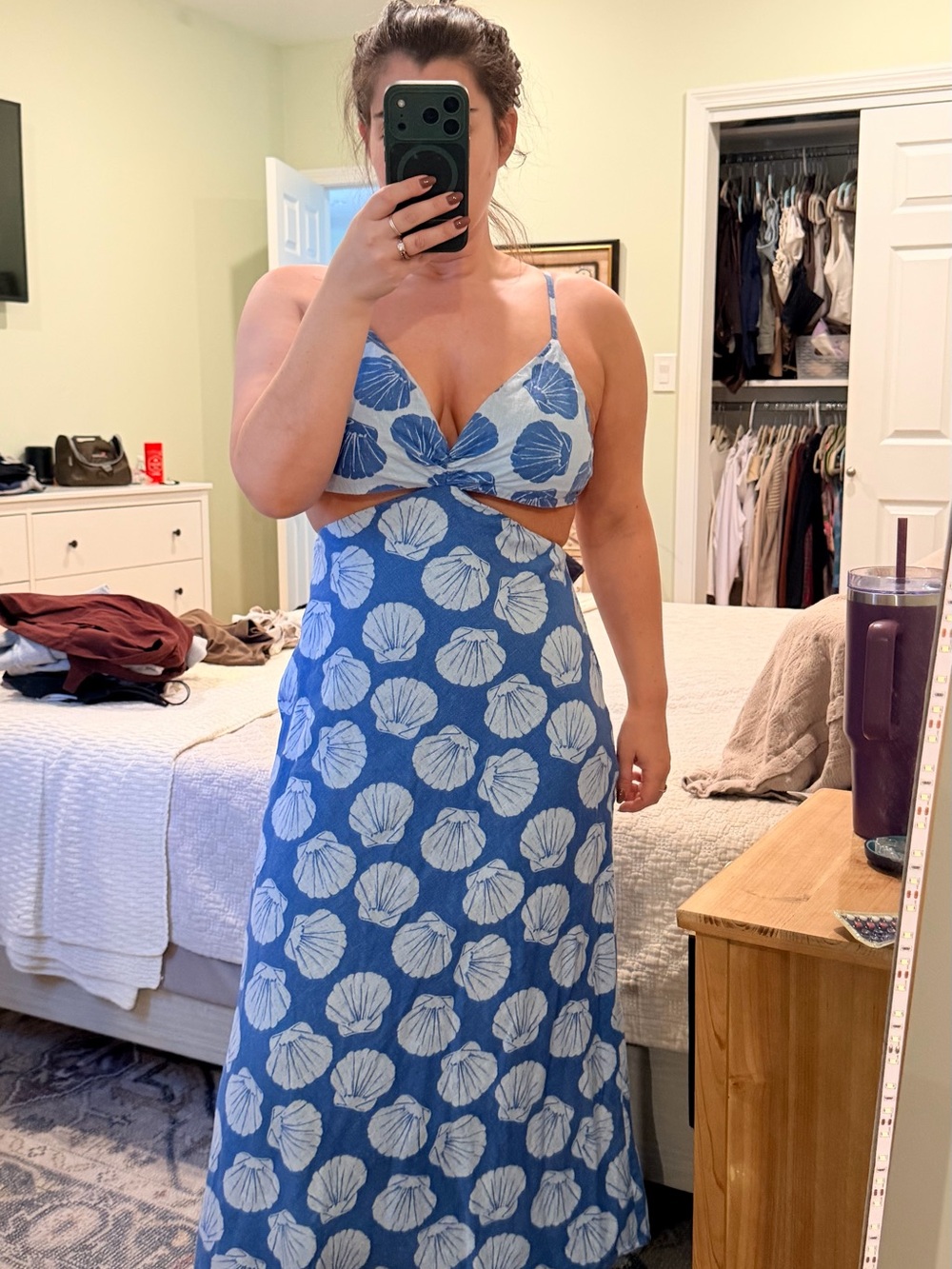 Abercrombie & Fitch Blue Shell-Print Maxi Dress